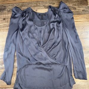 BCBGMAXAZRIA $178 Faux Wrap Chiffon Blouse Long Sleeve Size Small